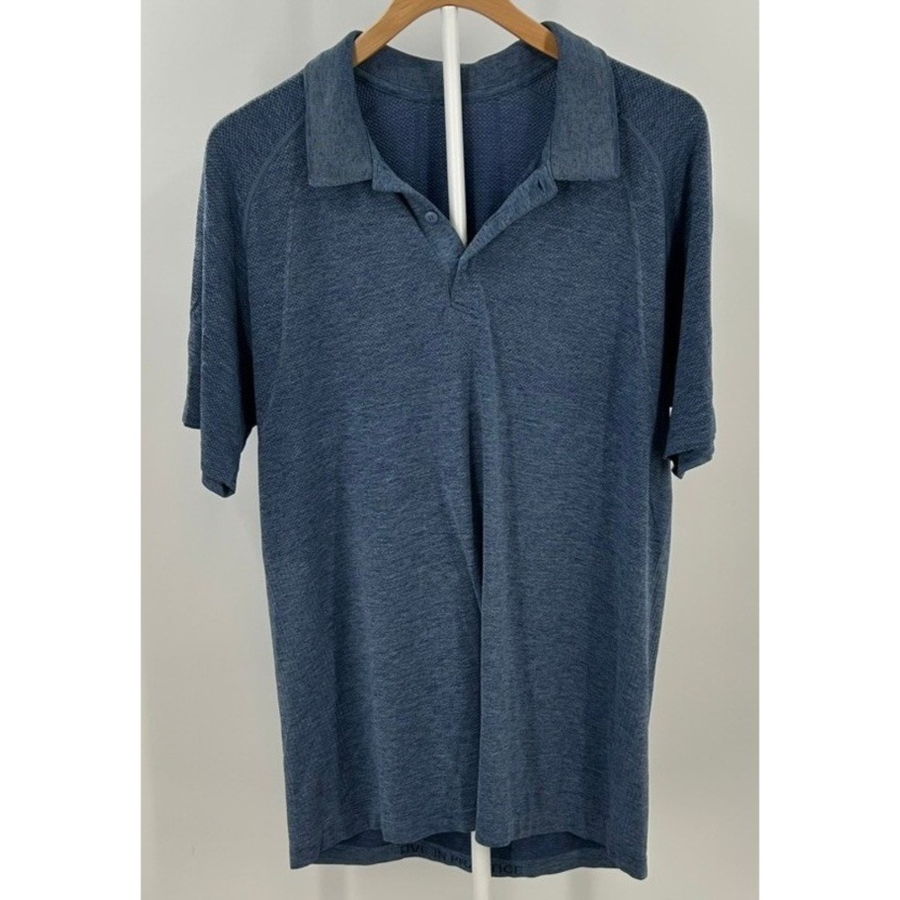 Lululemon Metal Vent Tech Polo Shirt Mens XL Blue Heather Short Sleeve Athletic